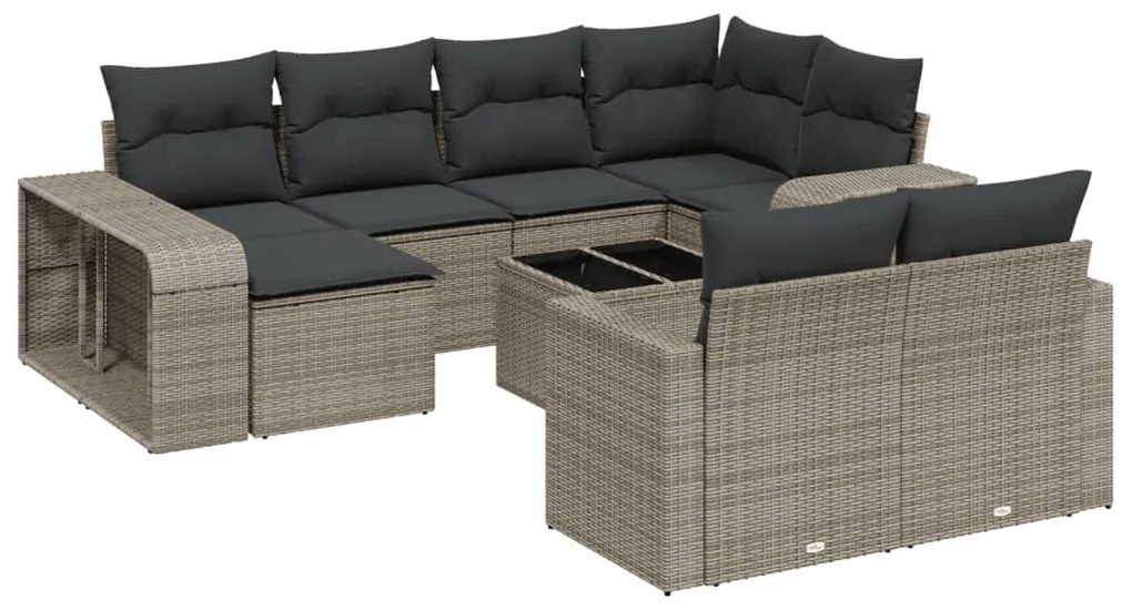 vidaXL 11 részes szürke polyrattan kerti ülőgarnitúra párnákkal