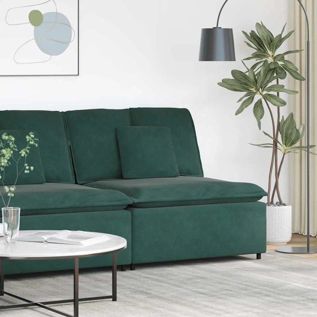 sötétzöld moduláris kanapé középső modul párnákkal 100 cm