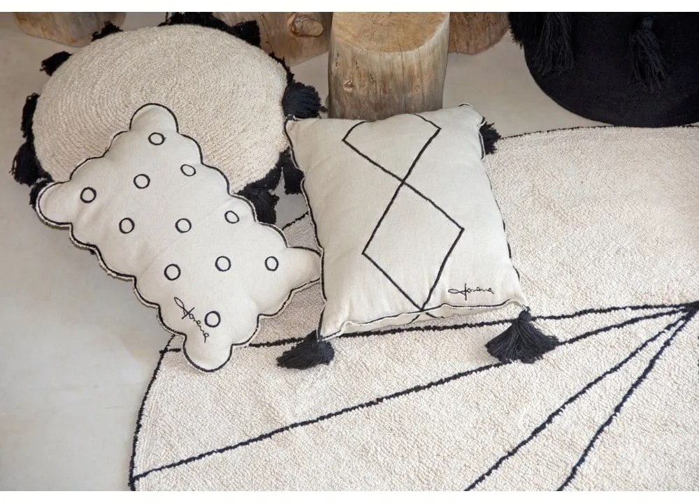 Krémszínű mosható kézi szövésű pamut kerek szőnyeg ø 160 cm Trace Beige – Lorena Canals