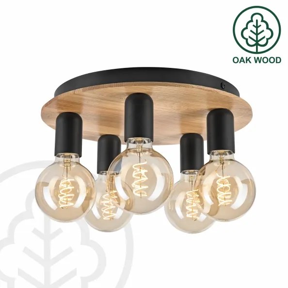 Mennyezeti lámpa DUSTY 5xE27/15W/230V átm. 34 cm tölgy/fekete