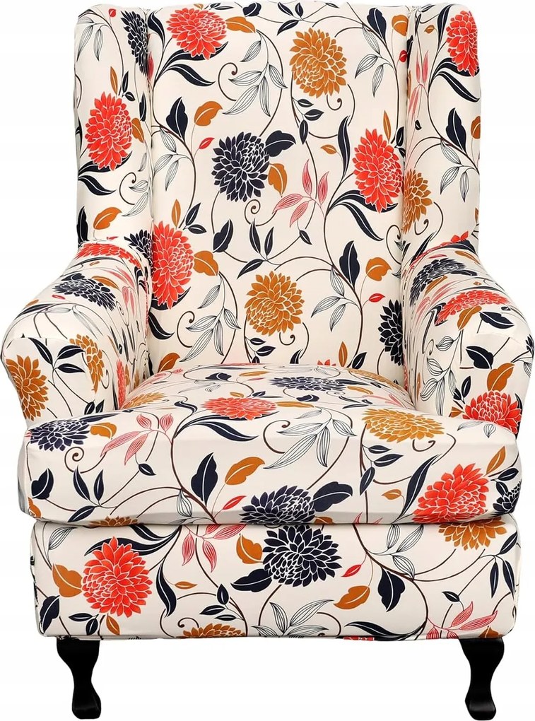 Pokrowiec Na Fotel Uszak Elastyczny Gładki niebieskie liście,XGETOP