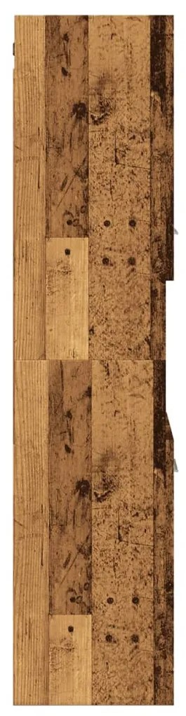 antik fa színű szerelt fa függő fürdőszobaszekrény 30x30x130 cm