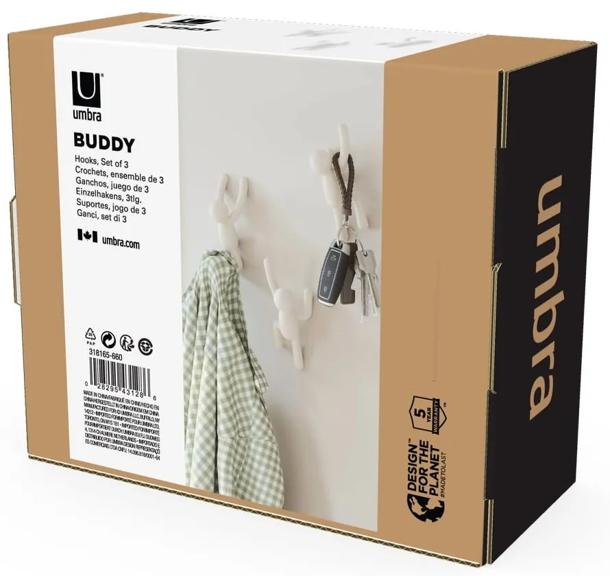 Fali műanyag akasztó szett 3 db-os Buddy – Umbra