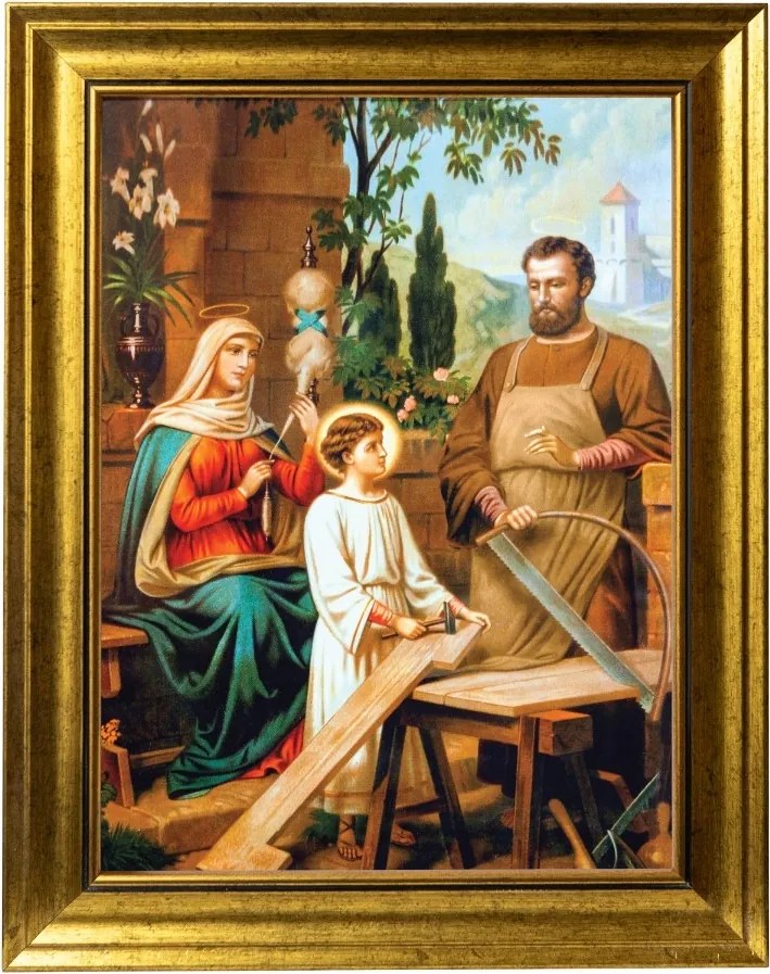 Szent Család Munka Közben Szakrális Kép Arany Díszített Keretben 30X40