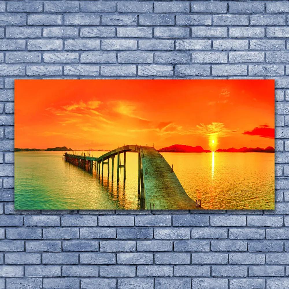 Fali üvegkép Sea Bridge architektúra 125x50 cm
