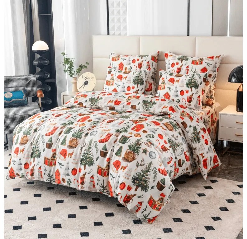 Mikroflanel ágyneműhuzat FESTIVE MAGIC fehér Ágyneműhuzat mérete: 2 db 70 x 90 cm | 200 x 220 cm