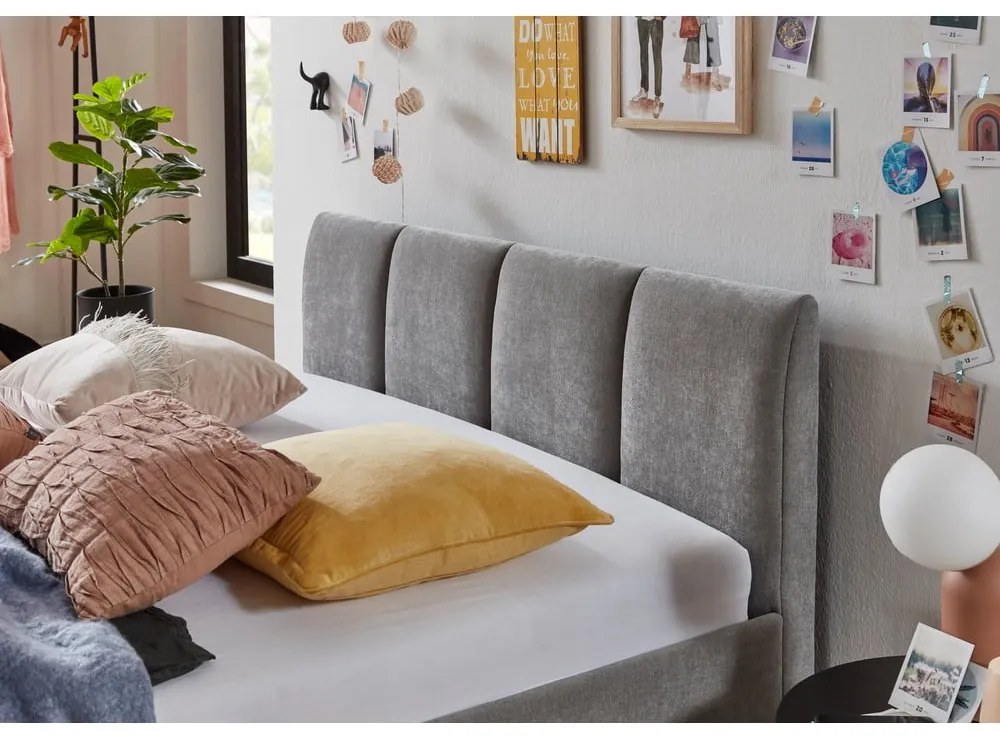 Szürke kárpitozott franciaágy ágyrács nélkül 140x200 cm Joker – Meise Möbel