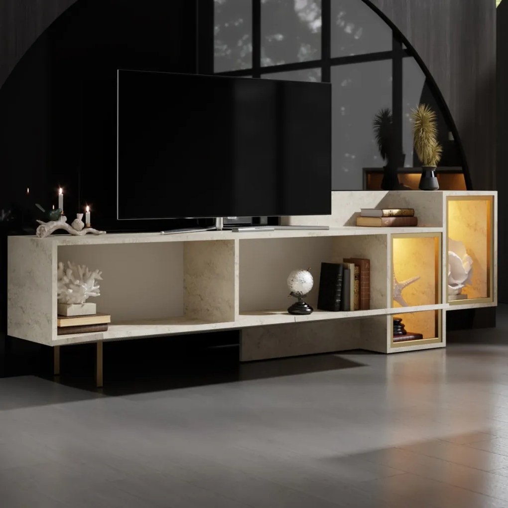 Tenon TV-állvány, travertin-arany, 10 cm