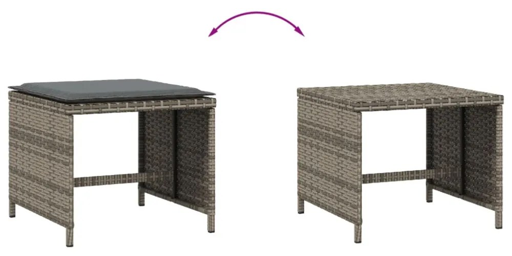 4 db szürke polyrattan kerti szék párnával 40 x 40 x 35 cm