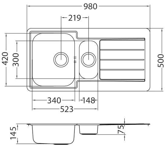ALVEUS 1082440 - LINE konyhai mosogató 98x50 cm matt acél/szatén