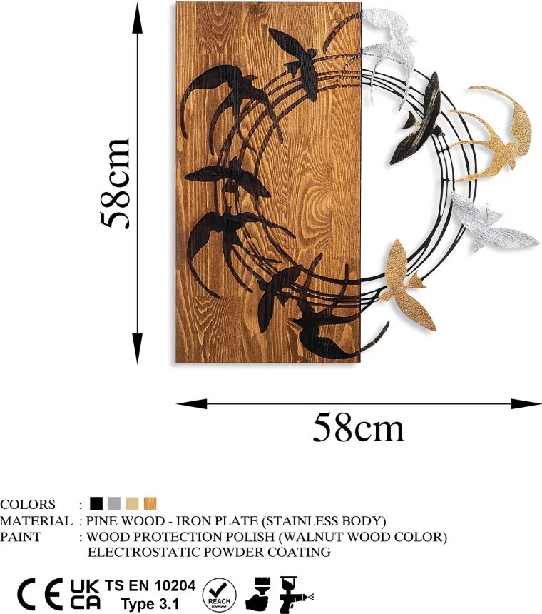 Spiral fém fa fali dekoráció, 58×58 cm – TR891TNL2368