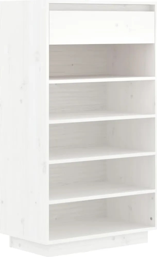 vidaXL fehér tömör fenyőfa cipősszekrény 60 x 34 x 105 cm