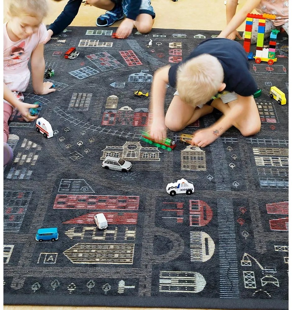 Ülejõe fekete kétoldalas gyerekszőnyeg, 140 x 200 cm - Narma