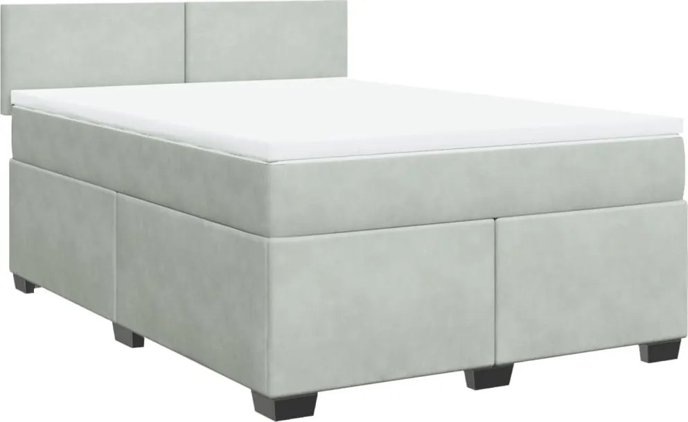 vidaXL világosszürke bársony rugós ágy matraccal 140x190 cm