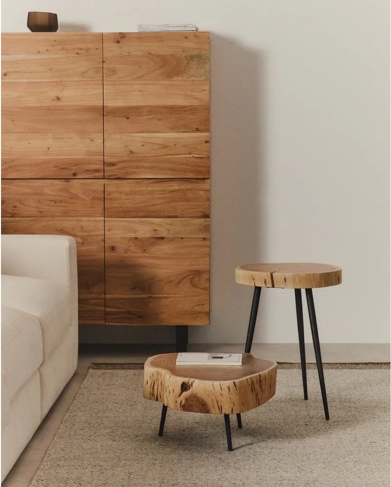 Natúr színű kerek dohányzóasztal akácfa asztallappal 49x47 cm Tanive – Kave Home