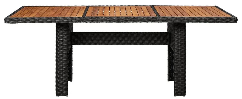 vidaXL fekete polyrattan kerti étkezőasztal 200 x 100 x 74 cm