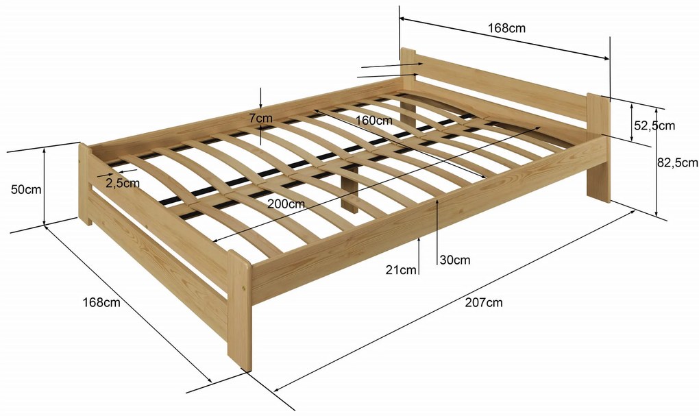 Fa ágy 160x200 Euro tölgy