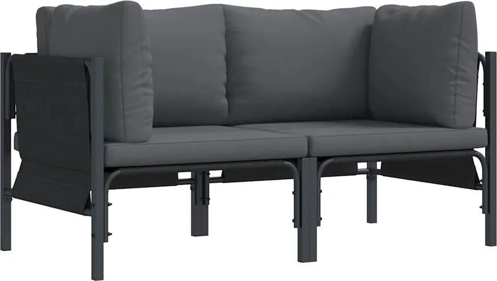 vidaXL Kültéri Bútor párnával 2 pcs Antracit 80 x 80 x 71 cm Acél