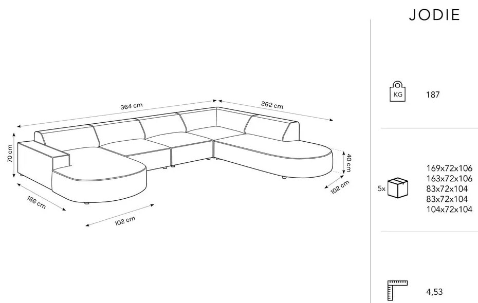 Bézs buklé szövet sarokkanapé (jobb oldali) Jodie – Micadoni Home