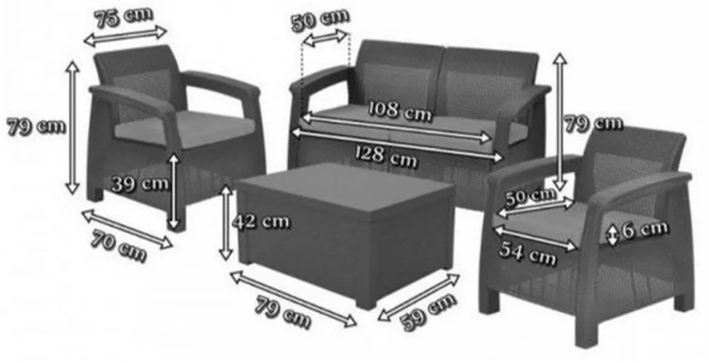 Corfu box set kerti bútor garnitúra