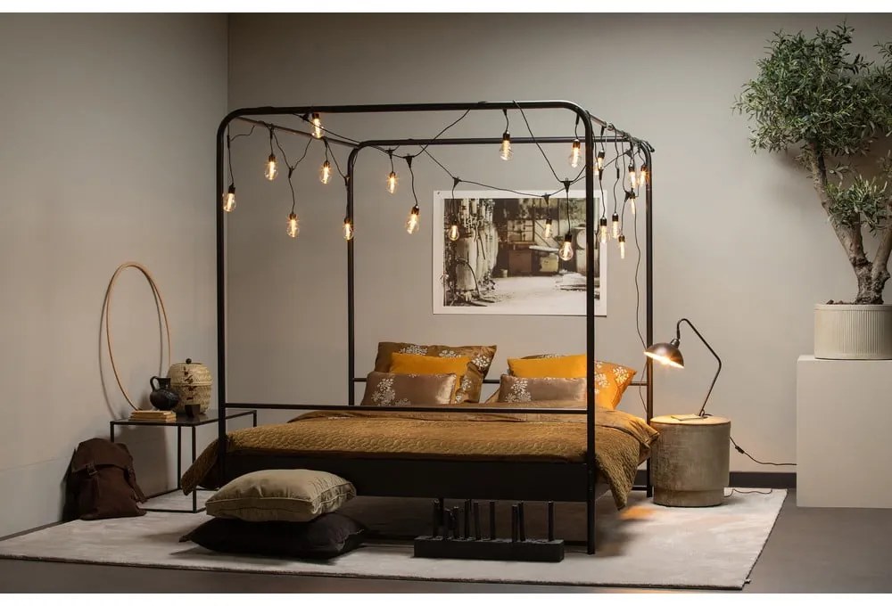 Bunk fekete kétszemélyes fém ágy, 160 x 200 cm - vtwonen