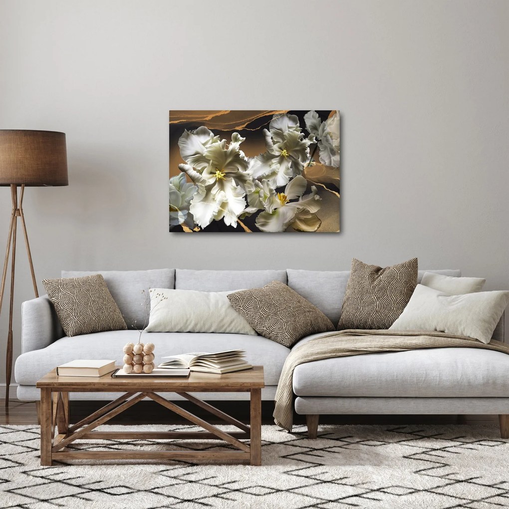 Kép - Orchidea virágok márvány háttérrel (70x50 cm)