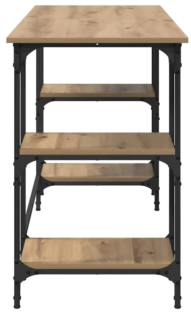 vidaXL Asztal polcokkal Artisan tölgy 140 x 50 x 75 cm Faanyag