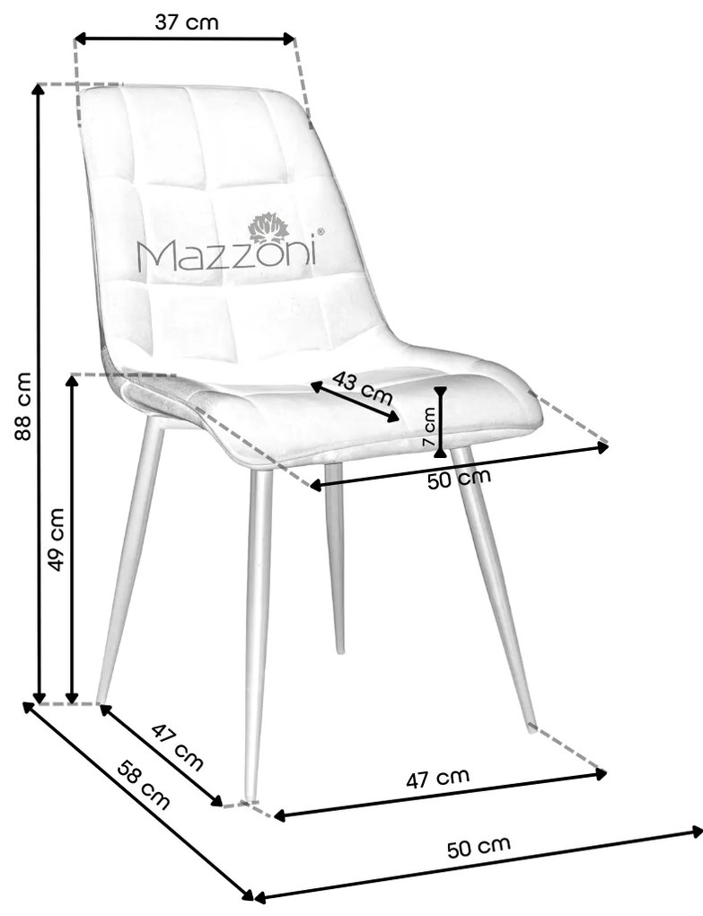 MAZZONI EXPORT POSH Szürke (Bluvel 14 szövet) - MODERN KÁRPITOZOTT SZÉK VELVET NAPPALIBA/ÉTKEZŐBE