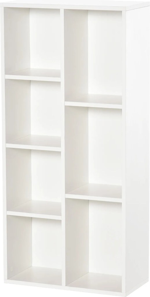HOMCOM Fa Könyvespolc 7 Tárolórekesszel Növényekhez és Dokumentumokhoz, 50x24x106 cm, Fehér | Aosom