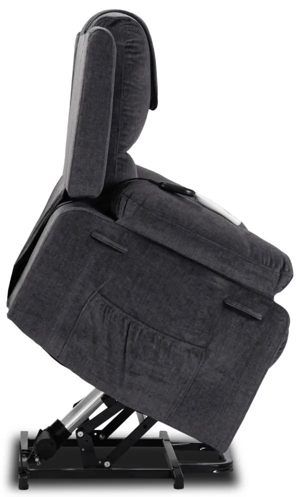 Elektromosan Vezérelhető Masszázsfunkciós Relaxfotel Sötétszürke Színben, Felállást Segítő Funkcióval. FENIX