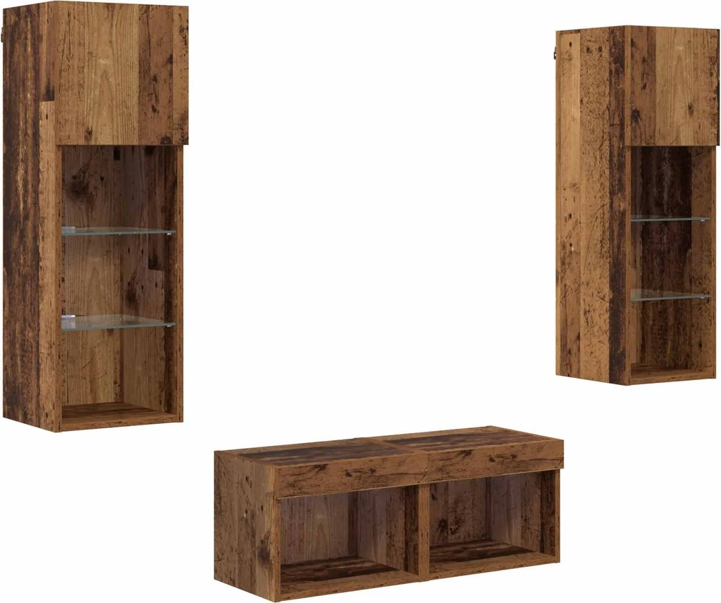 vidaXL TV Fali Szekrények Falra szerelhető 4 pcs Artisan tölgy Faanyag