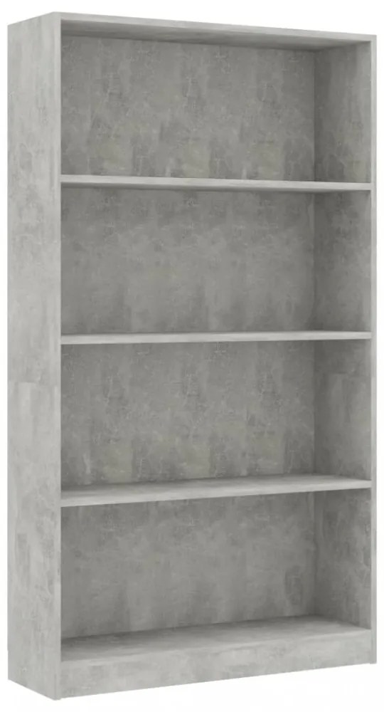 4-szintes betonszürke szerelt fa könyvszekrény 80 x 24 x 142 cm