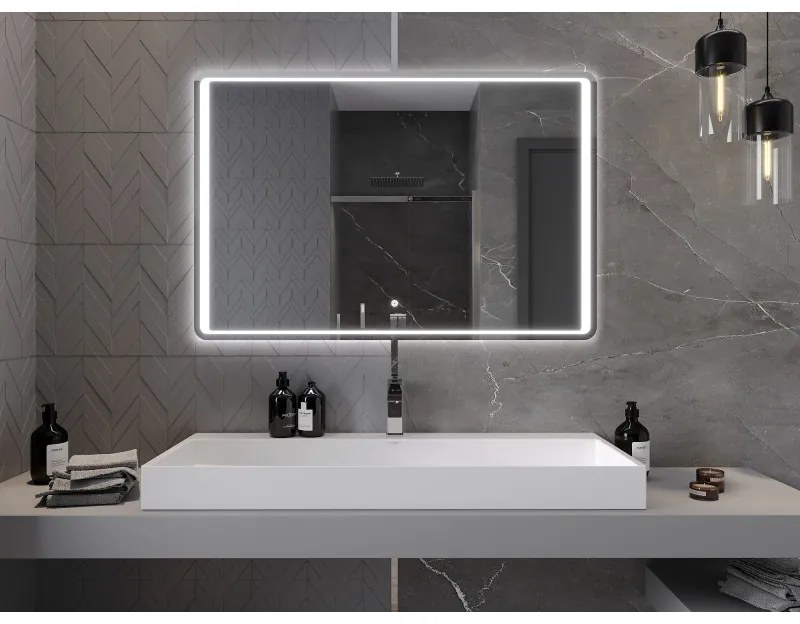 Mexen Zusa, LED fürdõszobai tükör háttérvilágítással 120x80 cm, 6000K, páramentes, 9808-120-080-611-00