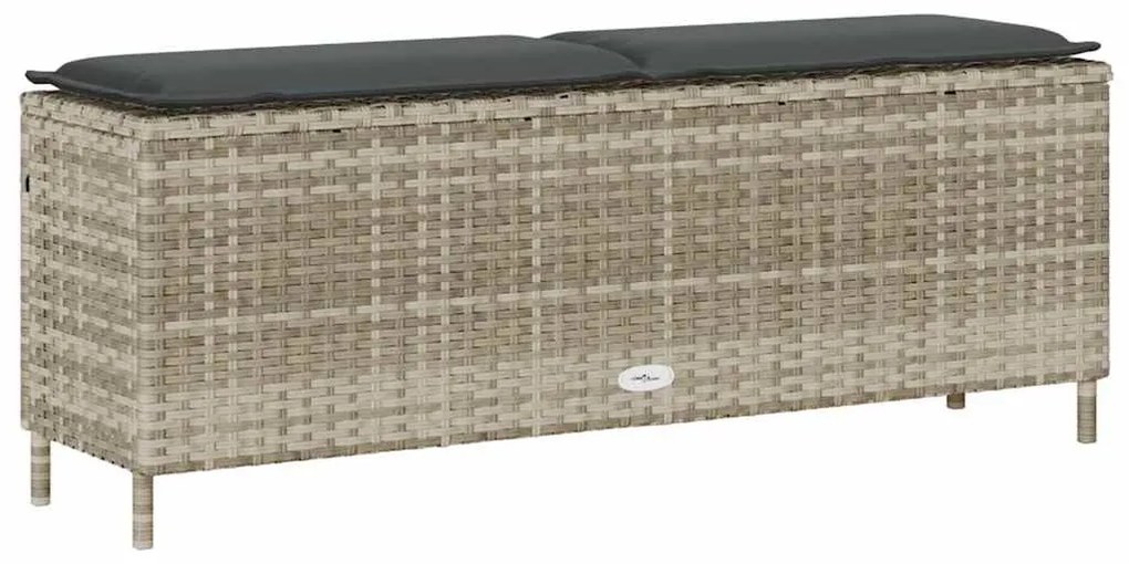 világosszürke polyrattan kerti pad párnával 110x30x40,5 cm