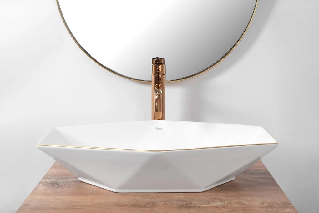 Pultos mosdó Rea Vegas White Rose Gold Edge