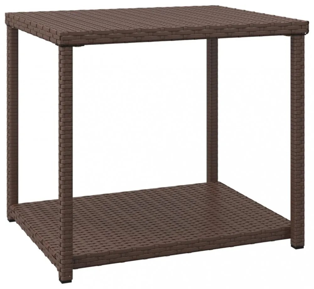 barna polyrattan kisasztal 55 x 45 x 49 cm