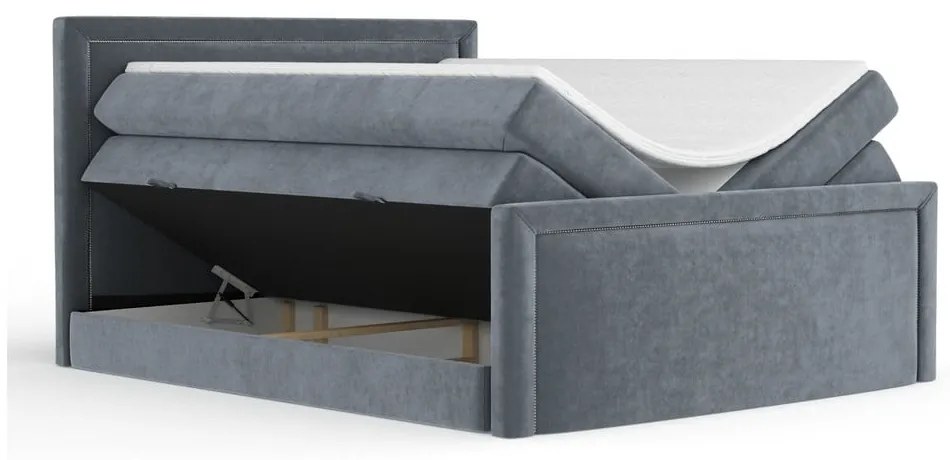 Sötétszürke ágyneműtartós boxspring ágy 160x200 cm Lavenda – Maison de Rêve
