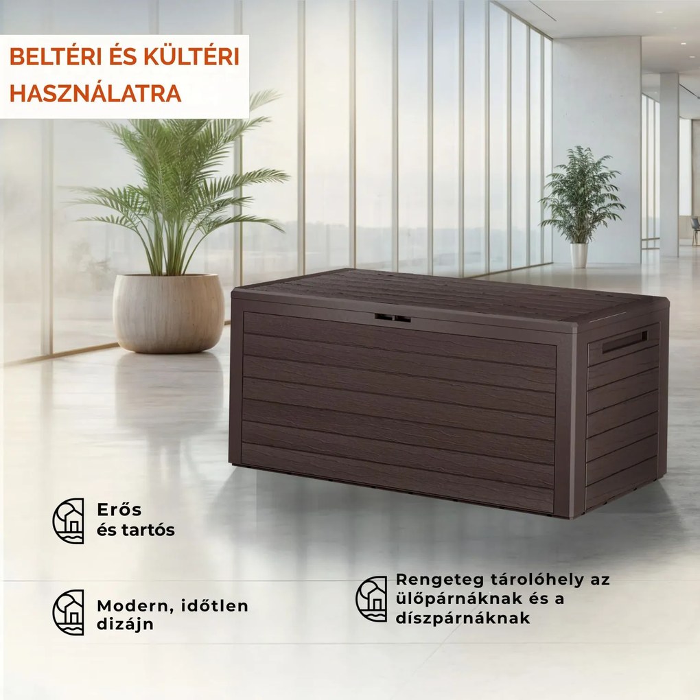 WOODEBOX tárolódoboz, 280l, 120x46x57cm, sötétbarna Prosperplast