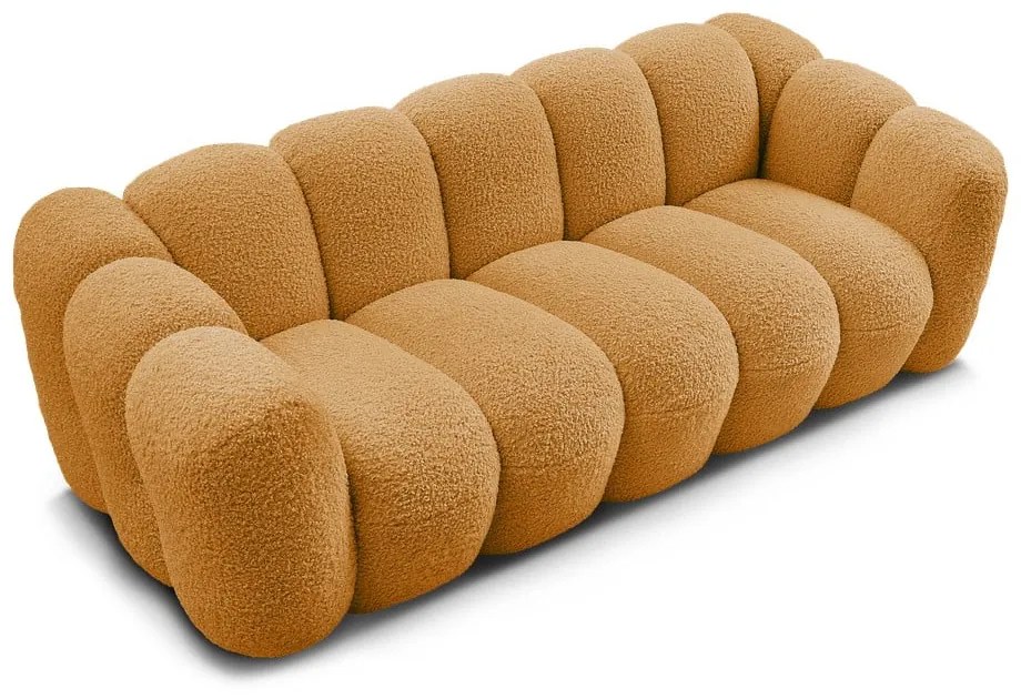 Mustársárga buklé kanapé 232 cm Hippolyte – Bobochic Paris