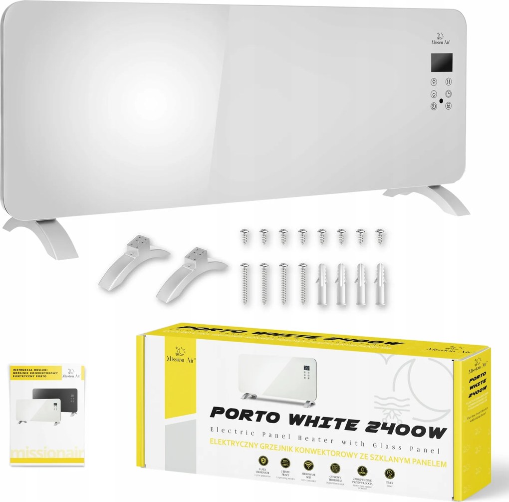 elektromos konvektor Üveg Panel energiatakarékos 2400W WiFi