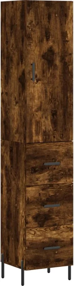 vidaXL füstös tölgy színű szerelt fa magasszekrény 34,5x34x180 cm