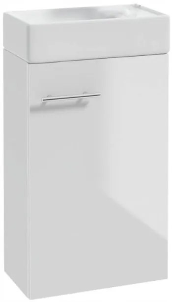 Erga Kim, fali WC szekrény 50x23x60 cm + kerámia mosogató 50 cm, fehér fényes, ERG-207-D-05016+1430