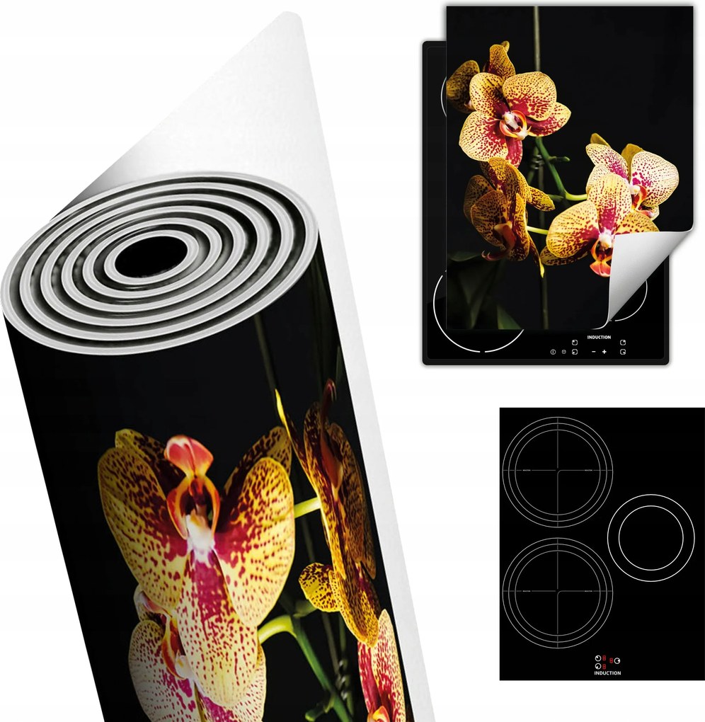 Tűzhelyvédő Szőnyeg Asztali Dekoráció 40x52 fekete orchidea