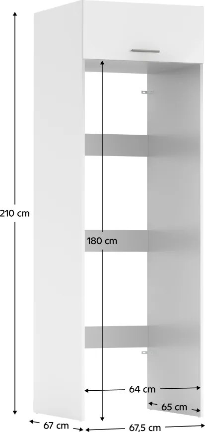 Szekrény mosógép és szárítógép fölé, fehér, JERGI