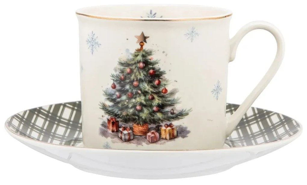 Altom Christmas Tree porcelán csésze és csészealj260 ml