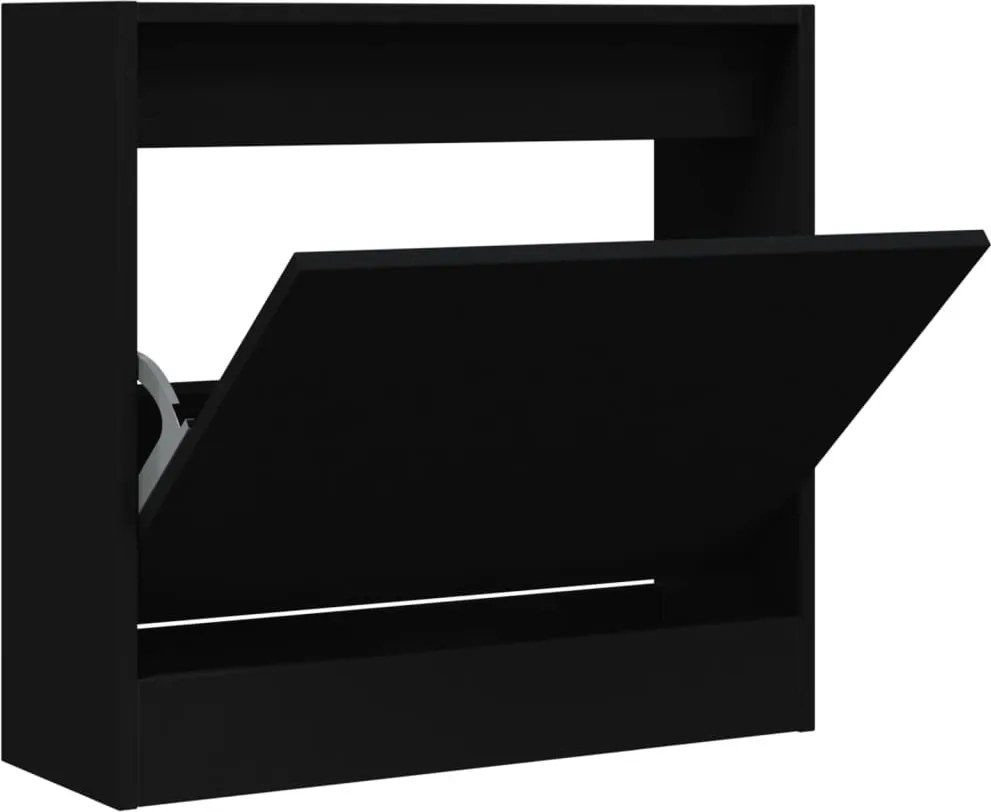 vidaXL fekete szerelt fa cipőszekrény 60 x 21 x 57 cm