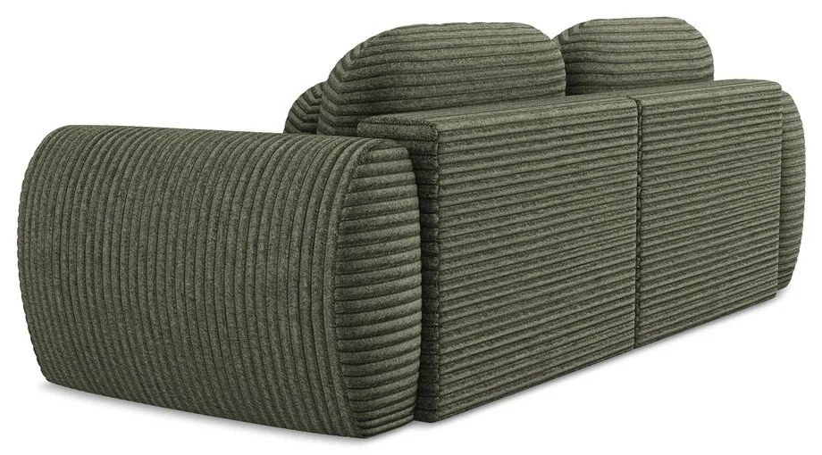 Zöld kordbársony kinyitható-tárolóhelyes kanapé 266 cm Kini – Makamii