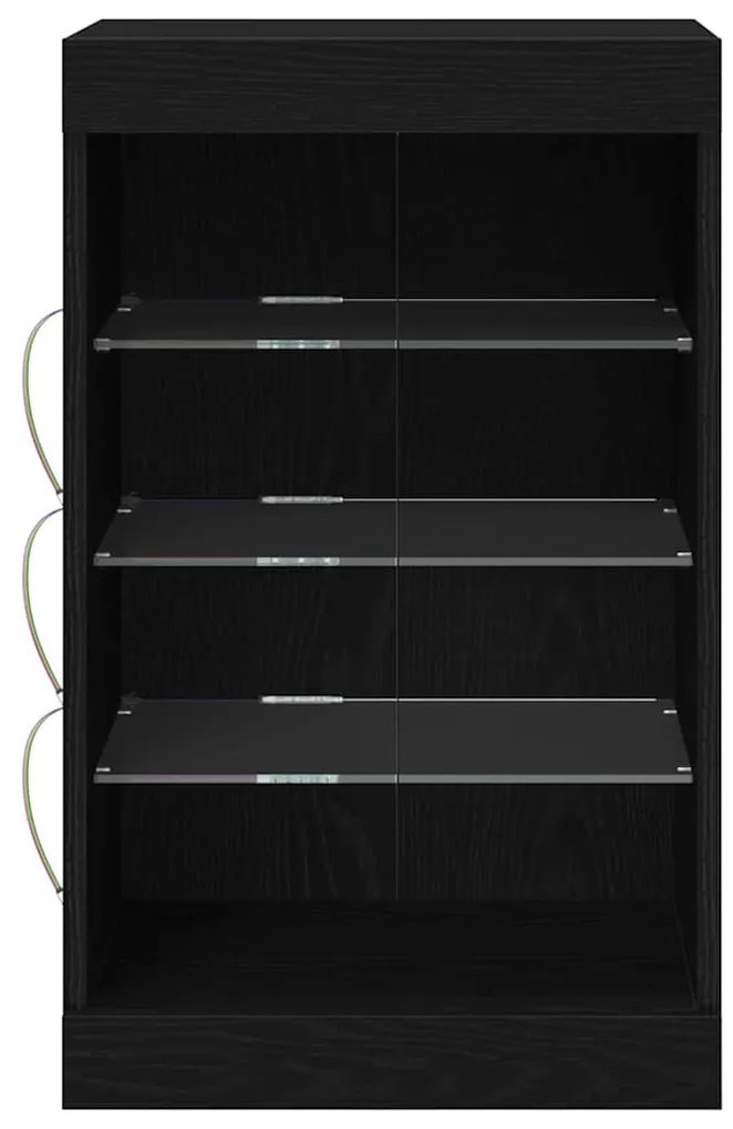 Széf LED -es lámpákkal Fekete tölgy 41 x 37 x 67 cm Faanyag