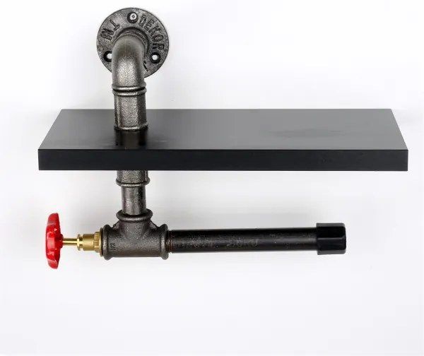 Vécépapír tartó polccal BORU fekete