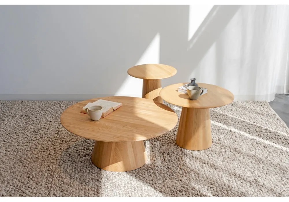 Tölgyfa kerek tárolóasztal ø 55 cm Mushroom – Gazzda